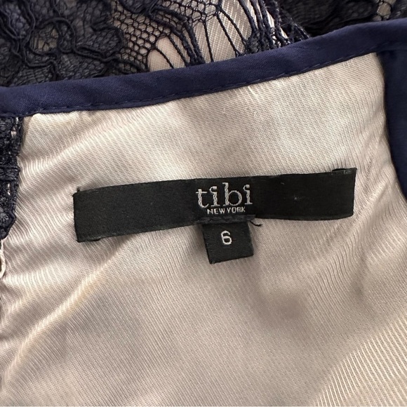 Tibi eyelash lace overlay navy mini cocktail evening dress size 6 - Picture 8 of 8